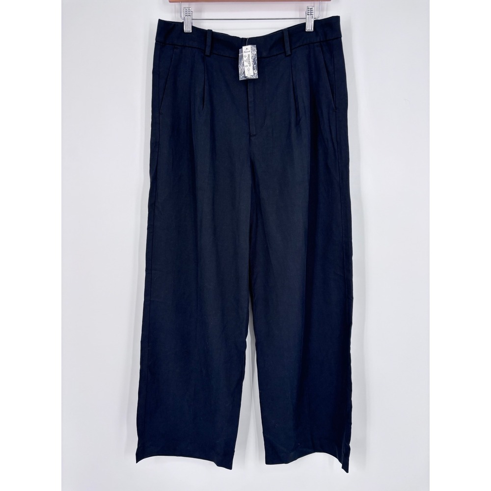 Madewell Slouchy Straight Pants Womens 8 Black Drapey Pleated Wide Leg Trousers